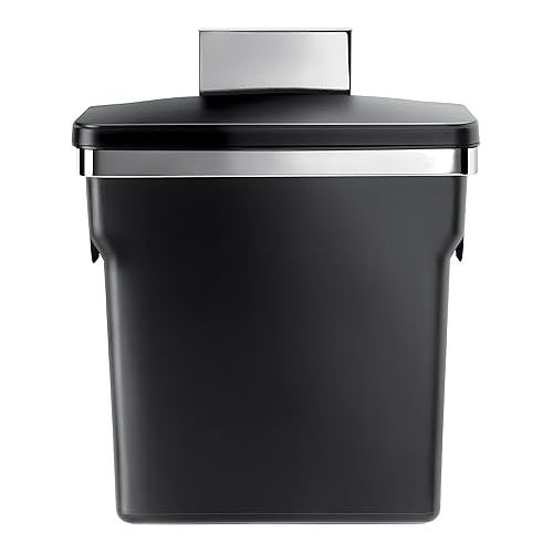 심플휴먼 simplehuman 35 Liter / 9.3 Gallon Dual Compartment Under Counter Kitchen Cabinet Pull-Out Recycling Bin and Trash Can & 10 Liter / 2.6 Gallon in-Cabinet Trash Can Heavy-Duty Steel Frame, Black