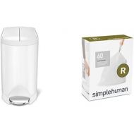 simplehuman 10 litre butterfly step can white steel + code R 60 pack liners