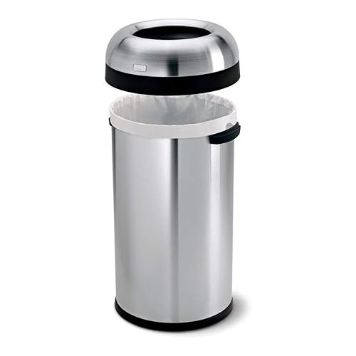 심플휴먼 simplehuman 115 Liter / 30 Gallon Bullet Open Top Trash Can Commercial Grade Heavy Gauge, Brushed Stainless Steel and simplehuman 50 Liter / 13.2 Gallon Slim Open Top Trash Can, Commercial Grade Heavy Gauge Brushed Stainless Steel