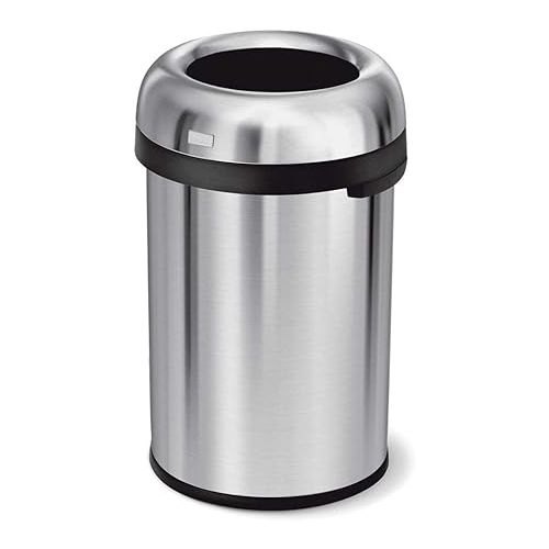 심플휴먼 simplehuman 115 Liter / 30 Gallon Bullet Open Top Trash Can Commercial Grade Heavy Gauge, Brushed Stainless Steel and simplehuman 50 Liter / 13.2 Gallon Slim Open Top Trash Can, Commercial Grade Heavy Gauge Brushed Stainless Steel