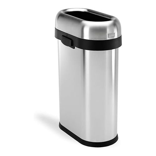 심플휴먼 simplehuman 115 Liter / 30 Gallon Bullet Open Top Trash Can Commercial Grade Heavy Gauge, Brushed Stainless Steel and simplehuman 50 Liter / 13.2 Gallon Slim Open Top Trash Can, Commercial Grade Heavy Gauge Brushed Stainless Steel