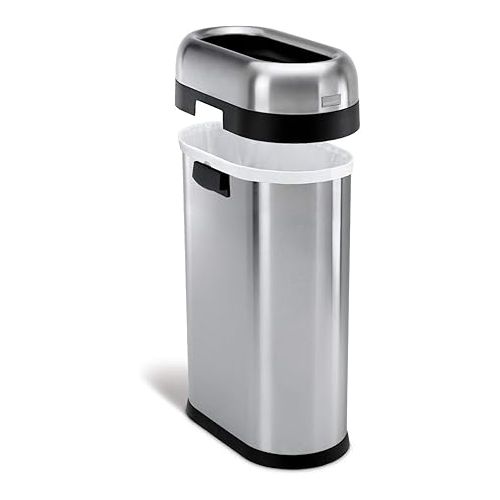 심플휴먼 simplehuman 115 Liter / 30 Gallon Bullet Open Top Trash Can Commercial Grade Heavy Gauge, Brushed Stainless Steel and simplehuman 50 Liter / 13.2 Gallon Slim Open Top Trash Can, Commercial Grade Heavy Gauge Brushed Stainless Steel