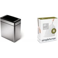 simplehuman 10 litre profile open can brushed stainless steel + code R 60 pack liners