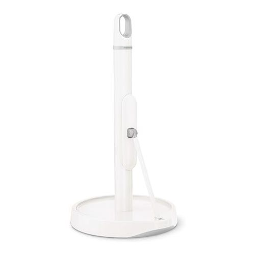 심플휴먼 simplehuman Tension Arm Standing Paper Towel Holder, White Stainless Steel