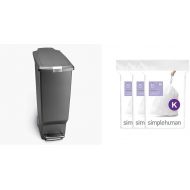 simplehuman 40 litre slim step can grey plastic + code K 60 pack liners