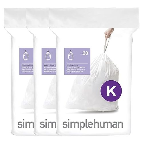 심플휴먼 simplehuman 40 litre slim step can grey plastic + code K 60 pack liners