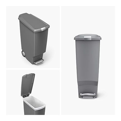 심플휴먼 simplehuman 40 litre slim step can grey plastic + code K 60 pack liners