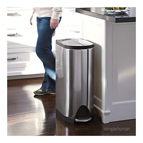 심플휴먼 simplehuman 30 litre butterfly step can fingerprint-proof brushed stainless steel + code H 60 pack liners