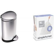 simplehuman 6 litre semi-round step can fingerprint-proof brushed stainless steel + code B 90 pack liners