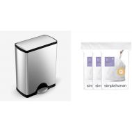 simplehuman 50 litre rectangular step can fingerprint-proof brushed stainless steel + code Q 60 pack liners