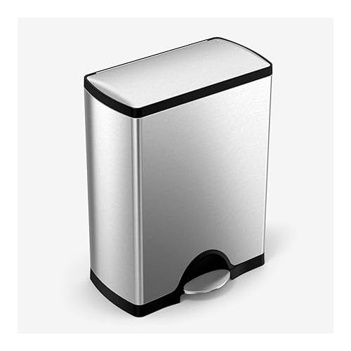 심플휴먼 simplehuman 50 litre rectangular step can fingerprint-proof brushed stainless steel + code Q 60 pack liners