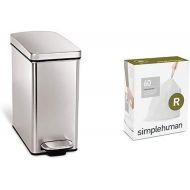 simplehuman 10 litre profile step can fingerprint-proof brushed stainless steel + code R 60 pack liners