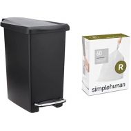 simplehuman 10 litre slim step can black plastic + code R 60 pack liners