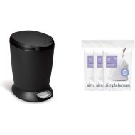 simplehuman 6 litre round step can black plastic + code B 90 pack liners