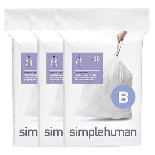 심플휴먼 simplehuman 6 litre round step can black plastic + code B 90 pack liners