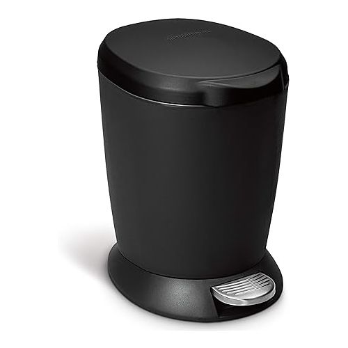 심플휴먼 simplehuman 6 litre round step can black plastic + code B 90 pack liners