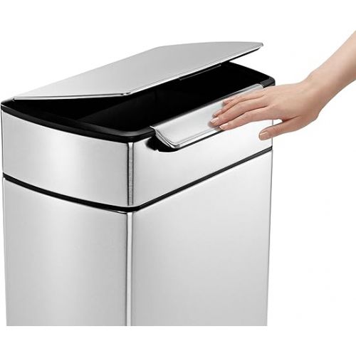 심플휴먼 DISCONTINUED simplehuman 40 Liter / 10.6 Gallon Stainless Steel Touch-Bar Kitchen Trash Can, Brushed Stainless Steel, ADA-Compliant