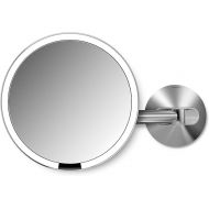 simplehuman ST3003 20cm Wall Mount Hard-Wired Sensor Mirror, Light Up Bathroom Makeup Magnifying Mirror, 5x Magnification, Telescopic Swing Arm, LED Tru-Lux Light System, Brushed Stainless Steel