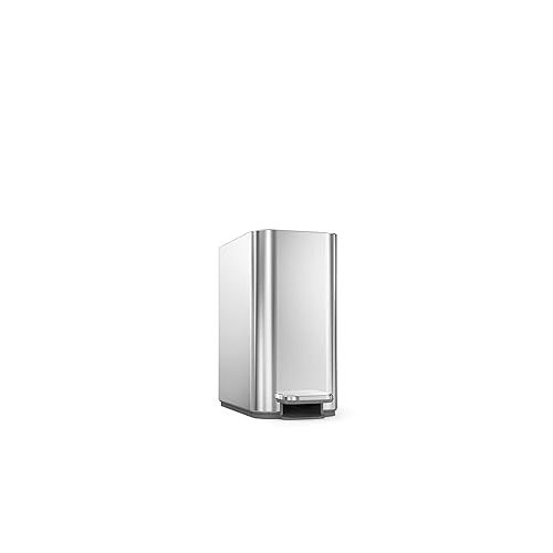 심플휴먼 simplehuman 5 Liter / 1.3 Gallon Stainless Steel Bathroom Slim Profile Trash Can, Brushed Stainless Steel