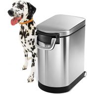 simplehuman 25 Liter, 27 lb / 12.2 kg Medium Pet Food Storage Container for Dog Food, Cat Food, and Bird Feed, Brushed Stainless Steel