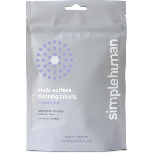 심플휴먼 simplehuman multi-surface cleaning tablets, watermint lavender, 12 tablets (yields 6 oz cleaner each)