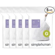 simplehuman Code G 100 Count,Genuine Custom Fit Liners, Drawstring Trash Bags in Dispenser Packs, 30 Liter / 8 Gallon, White