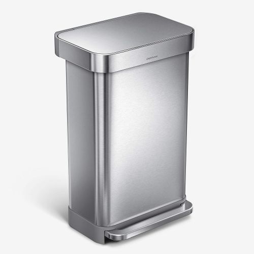 심플휴먼 [아마존핫딜][아마존 핫딜] Simplehuman simplehuman 45 Liter / 12 Gallon Stainless Steel Rectangular Kitchen Step Trash Can with Liner Pocket, Brushed Stainless Steel