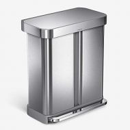 [아마존베스트]Simplehuman simplehuman 58 Liter / 15.3 Gallon Stainless Steel Dual Compartment Rectangular Kitchen Step Trash Can Recycler with Liner Pocket, Brushed Stainless Steel.