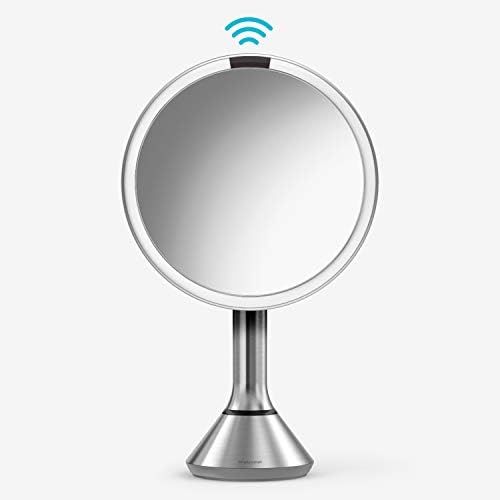 심플휴먼 [아마존베스트]Simplehuman simplehuman Sensor Lighted Makeup Vanity Mirror, 8 Round with Touch-Control Brightness, 5X Magnification, Brushed Stainless Steel, Rechargeable and Cordless