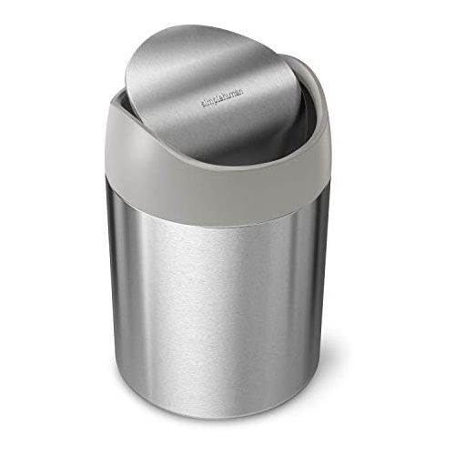 심플휴먼 [아마존베스트]Simplehuman simplehuman 1.5 Liter / 0.4 Gallon Countertop Trash Can, Brushed Stainless Steel