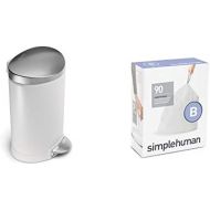 [아마존베스트]Simplehuman simplehuman 6 litre semi-round step can white steel | stainless steel lid + code B 90 pack liners