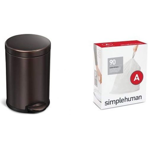 심플휴먼 [아마존베스트]Simplehuman simplehuman 4.5 litre round step can dark bronze steel + code A 90 pack liners