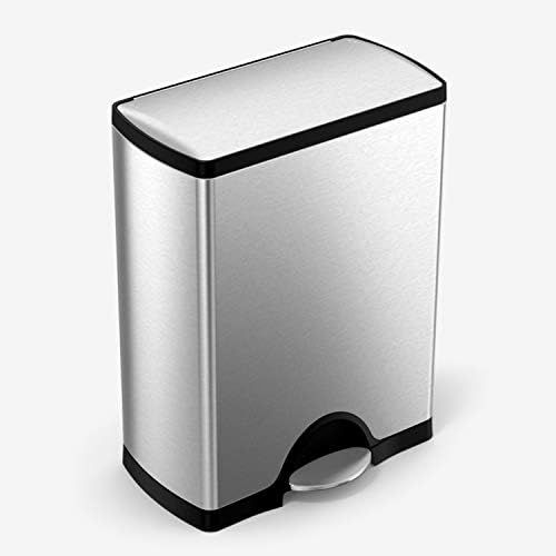 심플휴먼 [아마존베스트]Simplehuman simplehuman 50 Liter / 13.2 Gallon Stainless Steel Rectangular Kitchen Step Trash Can, Brushed Stainless Steel