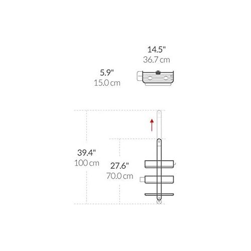 심플휴먼 [아마존베스트]Simplehuman simplehuman Adjustable Shower Caddy Plus, Stainless Steel + Anodized Aluminum