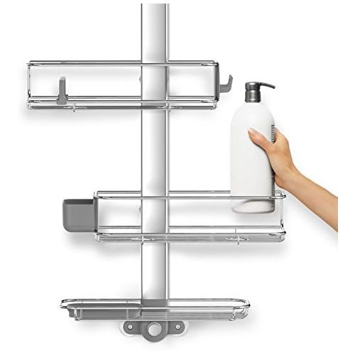 심플휴먼 [아마존베스트]Simplehuman simplehuman Adjustable Shower Caddy Plus, Stainless Steel + Anodized Aluminum