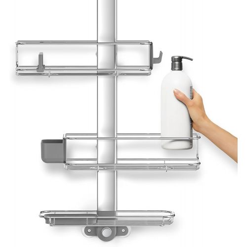 심플휴먼 [아마존베스트]Simplehuman simplehuman Adjustable Shower Caddy Plus, Stainless Steel + Anodized Aluminum