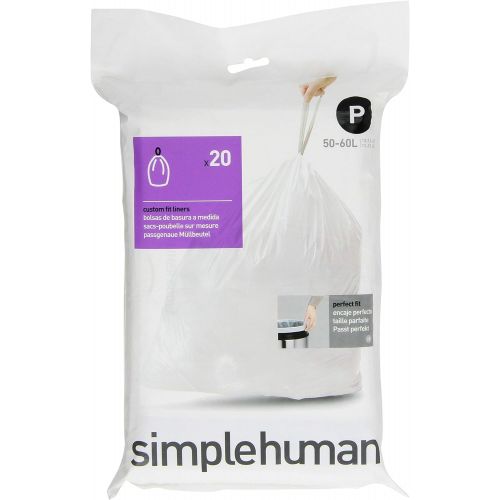 심플휴먼 [아마존베스트]Simplehuman simplehuman Custom Fit Trash Can Liner P, 50-60 L / 13-16 Gal, 20-Count