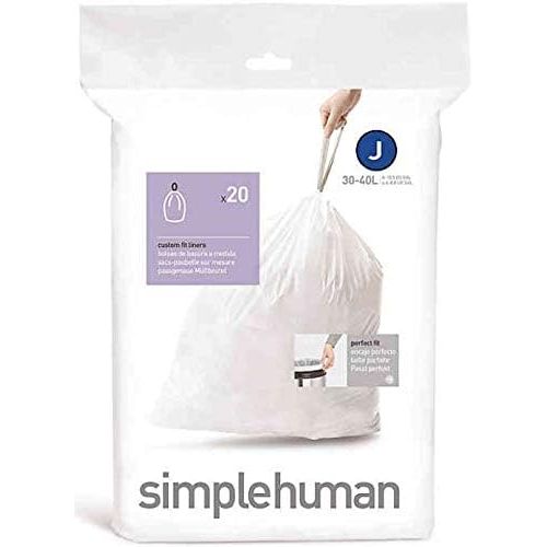 심플휴먼 [아마존베스트]Simplehuman Bin Trash Can Bags Liners New 30-40l Litres Size J Box Pack of 20