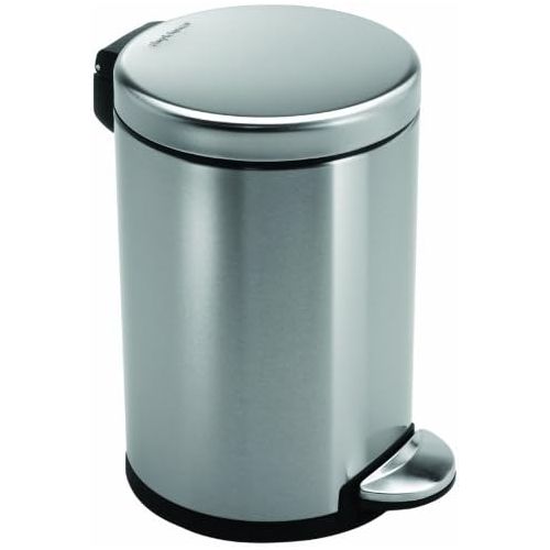 심플휴먼 [아마존베스트]Simplehuman simplehuman Round Pedal Bin, 3 L - Fingerprint-Proof Brushed Stainless Steel