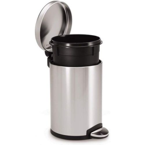 심플휴먼 [아마존베스트]Simplehuman simplehuman Round Pedal Bin, 3 L - Fingerprint-Proof Brushed Stainless Steel