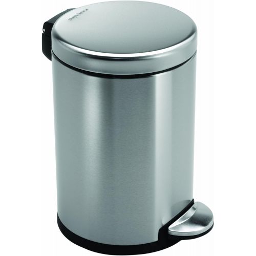 심플휴먼 [아마존베스트]Simplehuman simplehuman Round Pedal Bin, 3 L - Fingerprint-Proof Brushed Stainless Steel