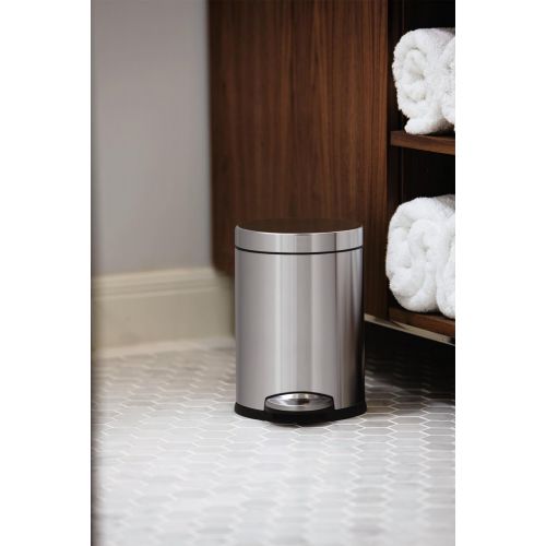 심플휴먼 [아마존베스트]Simplehuman simplehuman Round Pedal Bin, 3 L - Fingerprint-Proof Brushed Stainless Steel