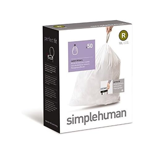심플휴먼 [아마존베스트]Simplehuman simplehuman Code R Custom Fit Trash Can Liner 10 L / 2.6 Gallon, 50 Pack