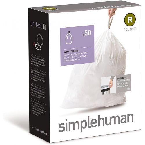 심플휴먼 [아마존베스트]Simplehuman simplehuman Code R Custom Fit Trash Can Liner 10 L / 2.6 Gallon, 50 Pack