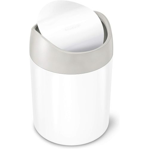 심플휴먼 [아마존베스트]Simplehuman simplehuman 1.5 Litre countertop Trash can, White Stainless Steel