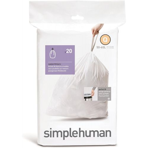 심플휴먼 [아마존베스트]Simplehuman simplehuman Code Q Custom Fit Trash Can Liner, 1 refill pack (20 liners), 50 -65 L / 13-17 Gal