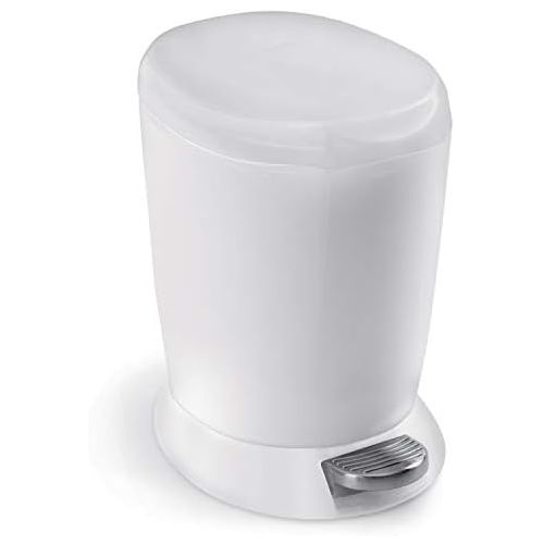 심플휴먼 [아마존베스트]Simplehuman simplehuman 6 Liter / 1.6 Gallon Compact Plastic Round Bathroom Step Trash Can, White Plastic