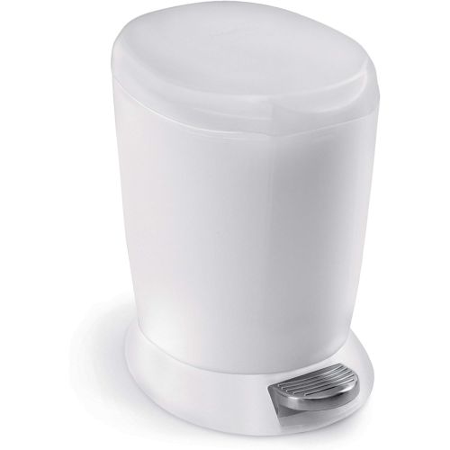 심플휴먼 [아마존베스트]Simplehuman simplehuman 6 Liter / 1.6 Gallon Compact Plastic Round Bathroom Step Trash Can, White Plastic