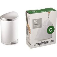 [아마존베스트]Simplehuman simplehuman 10 litre semi-round step can white steel | stainless steel lid + code C 60 pack liners
