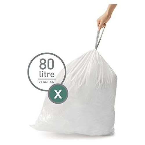 심플휴먼 [아마존베스트]Simplehuman simplehuman Code X Custom Fit 80 L/21 Gallon Trash Can Liner, White